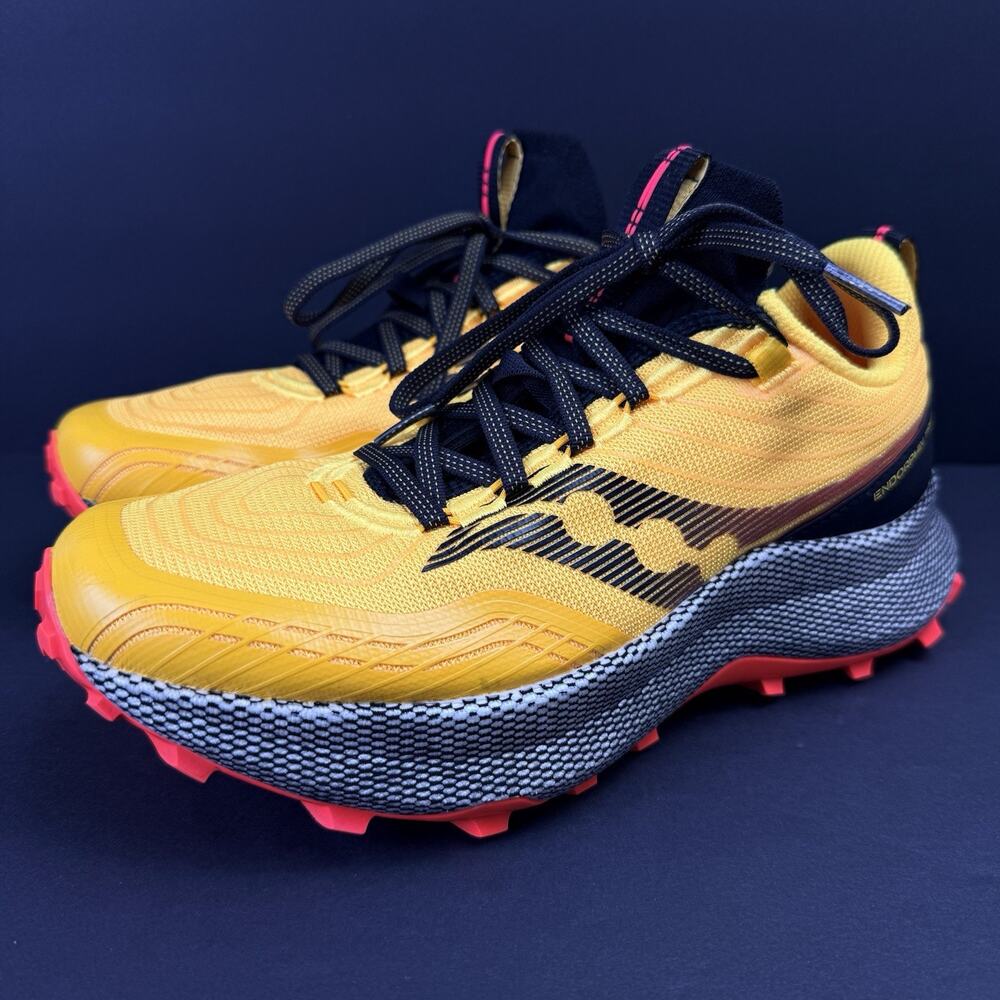 Saucony Endorphin Trail Women’s 8.5 Yellow Black Orange Trail Running Shoes